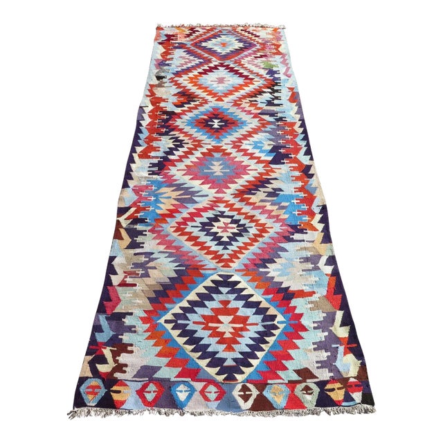 1960s Vintage Turkish Handknotted Runner Rug - 43"x117" For Sale