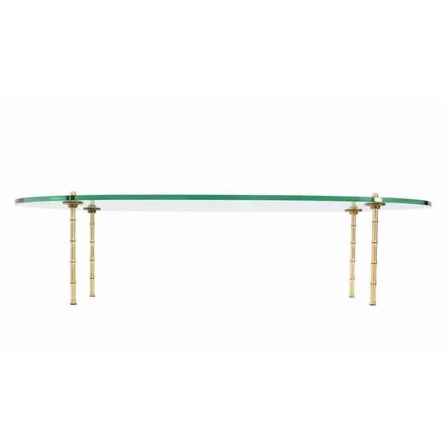 Mid-Century Modern Brass Faux Bamboo Legged Oval Coffee Table For Sale - Image 6 of 7