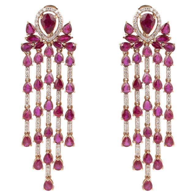2020s Natural Ruby & Diamond Earring in 14k Gold For Sale - Image 5 of 8
