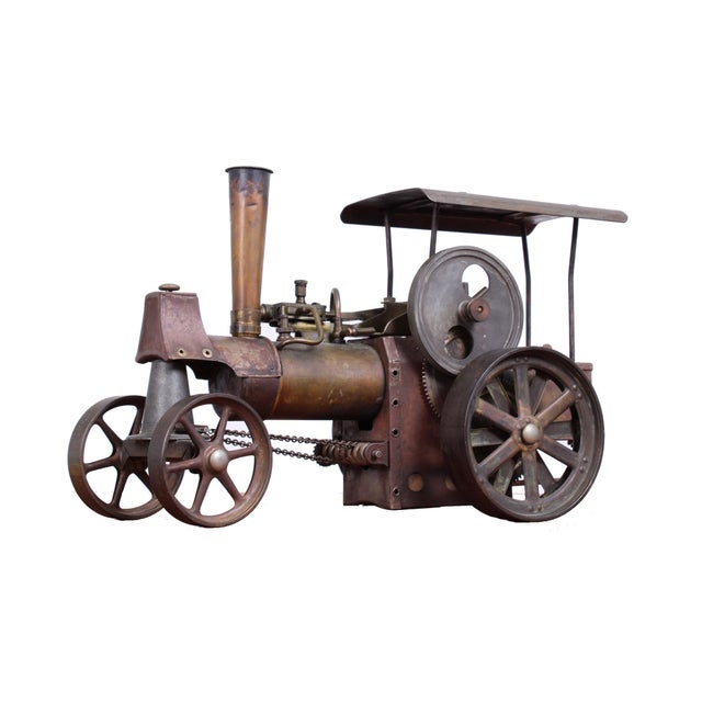 Industrial Revolution Style Brass Steam Engine Tractor attributed to Wilesco, 1970s For Sale - Image 15 of 15