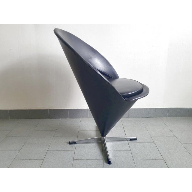 Vintage Cone Chair in Steel and Skaî by Verner Panton, 1960s For Sale - Image 9 of 15