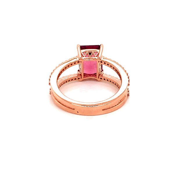 2010s Natural Tourmaline Diamond Ring 14k Rose Gold 2.2 TCW Certified For Sale - Image 5 of 16