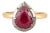 18k Gold Solitaire 2.39 Ct Ruby Pear Engagement Ring Size 5.5 With Black Rhodium For Sale