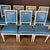 French French Louis XVI White Painted Blue Leather Dining Chairs -Set of 8 For Sale - Image 3 of 12