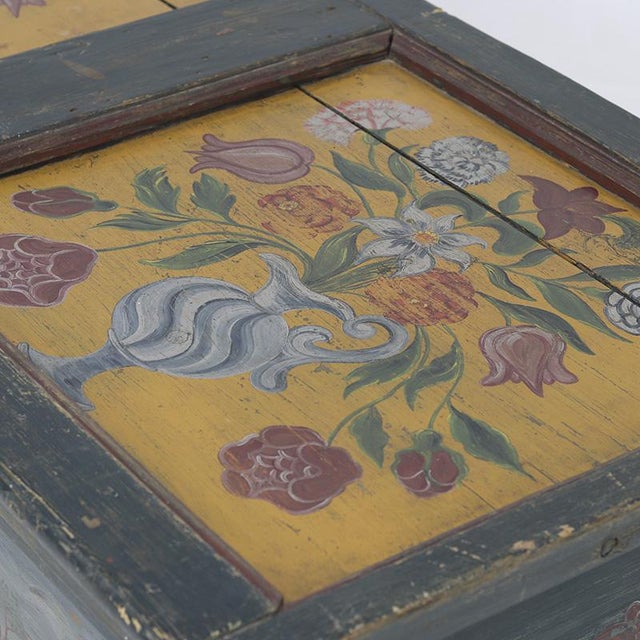 Rustic Farmhouse Folk Art Painted Bridal Chest For Sale - Image 5 of 16