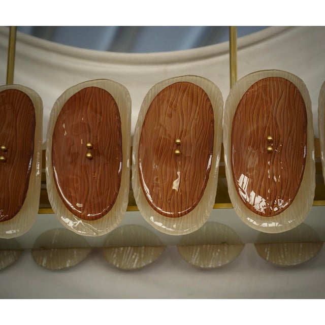 Art Deco Murano Art Glass Oval Amber and Cream Chandelier and Pendant, 2000 For Sale - Image 6 of 11