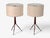 Danish Modern, Tripod Table Lamps, Teak, Fabric, Denmark, 1960s For Sale - Image 4 of 13