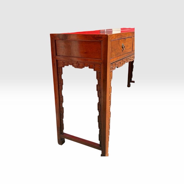 English 1920s Finely Carved Vintage High Waisted 3 Drawer Credenza Console Table For Sale - Image 3 of 8