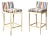 Pair | Large Vintage Wooden Bar Stools With Bamboo Fabric For Sale