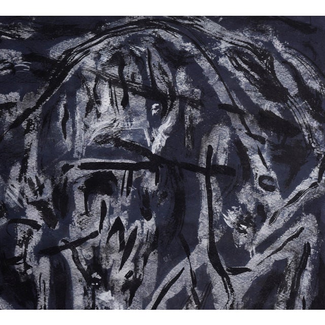 Monochrome Bay Area Abstract Expressionist Composition in Acrylic on Paper by Honora Berg For Sale - Image 4 of 8