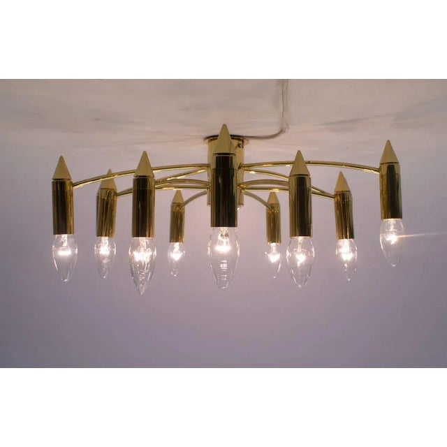 1970s Golden 12-Arm Sputnik Ceiling Lamp, 1970s For Sale - Image 5 of 14