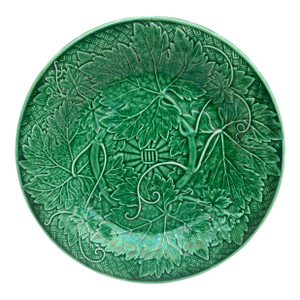 19th Century Green Majolica Leaves Plate Wedgwood