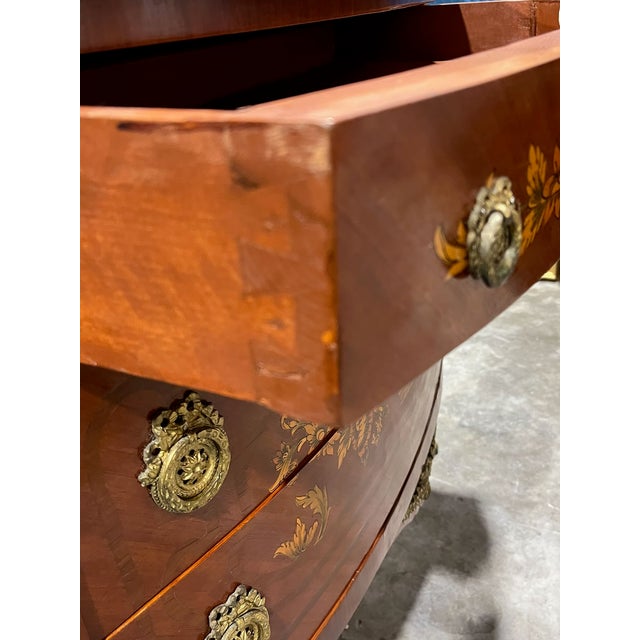 Early 20th Century Louis XV Style Demi Lune Marquetry Commode With Marble Top For Sale - Image 11 of 12