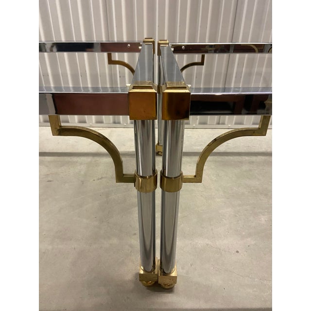 Mid Twentieth Century Chrome and Brass Side Table in the Style of Maison Jansen, a Pair For Sale - Image 4 of 9