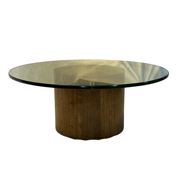 Henredon Vintage Henredon Mid-Century Modern Drum Coffee Table | Sculptural Walnut & Oak Pedestal | Starburst Parquetry | Harvey Probber Style For Sale - Image 4 of 8