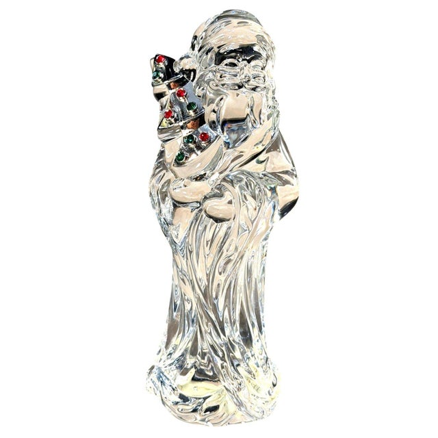 Red Lenox Pave Jewels Olde World Santa Crystal Figurine Germany 7" Box For Sale - Image 8 of 12