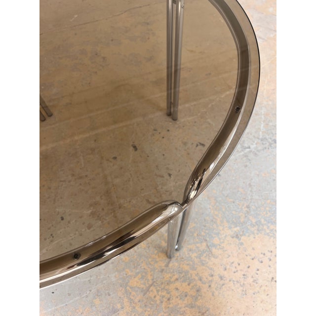 Silver Dining Table in Chrome & Tinted Glass, 1970s For Sale - Image 8 of 11