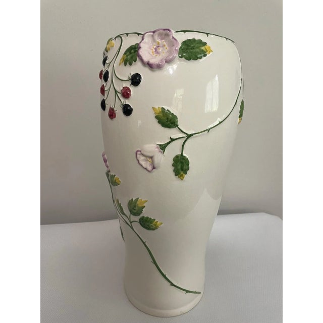 Mid-Century Modern 1980s Tall Ceramic Floral Floor Vase or Umbrella Stand For Sale - Image 3 of 13