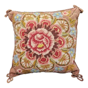 Vintage Handmade Needlepoint, Floral Pillow