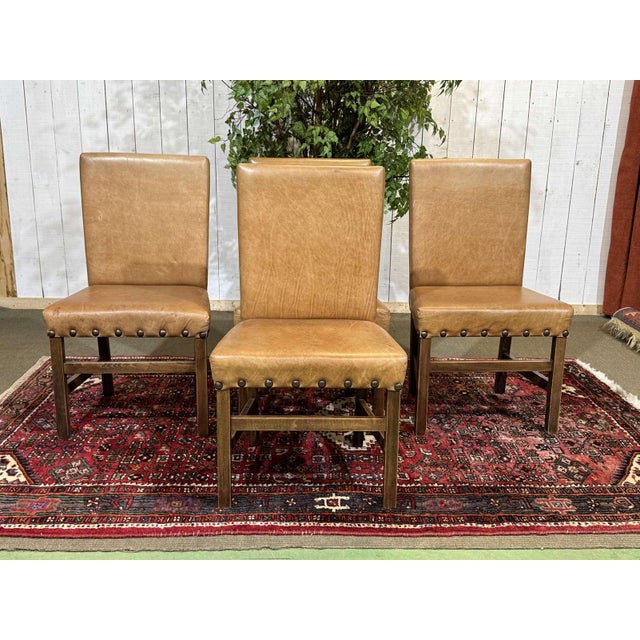English Chairs in Beech and Imitation Leather, 1980s, Set of 4 For Sale - Image 13 of 13