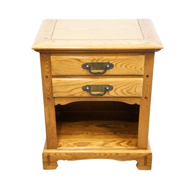 American Link Taylor Countryside Collection Solid Oak Early American Rustic 21" Open Cabinet Nightstand 6613 For Sale - Image 3 of 14