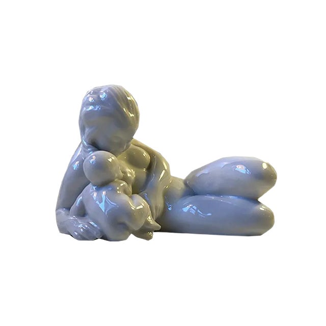Antique Danish Blanc de Chine Mother & Child Figurine by Kai Nielsen for Bing & Grondahl For Sale