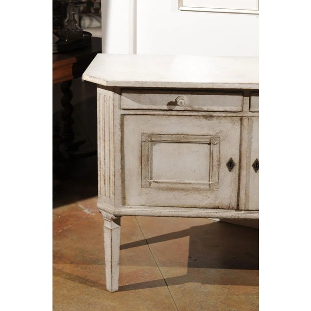 Late 19th Century Swedish 1890 Painted Sideboard with Two Drawers, Two Doors and Fluted Side Posts For Sale - Image 5 of 12