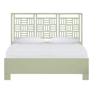 Finn Platform Bed King - Celery Green For Sale