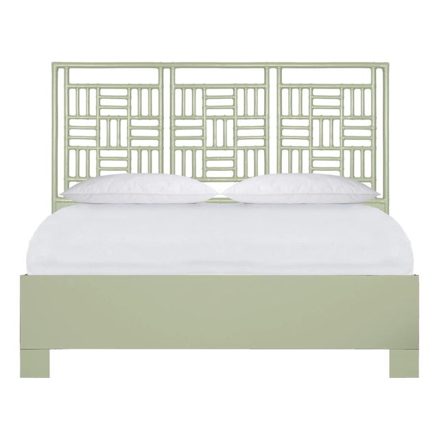 Finn Platform Bed King - Celery Green For Sale