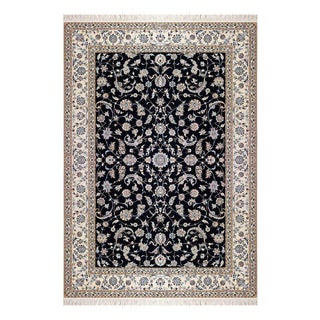 Hand-Knotted Wool and Silk Nain Rug For Sale