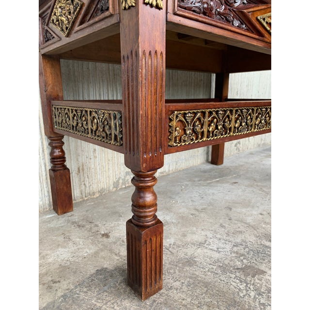 Early 20th Carved Walnut Side Table With One Drawer and Bronze Mounts For Sale - Image 10 of 13