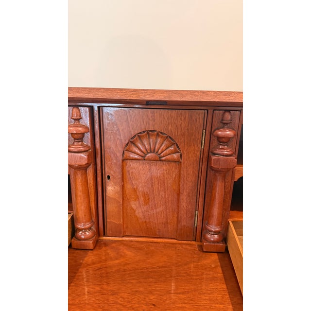 Early 20th Century Federal Revival Mahogany Drop Front Secretary Desk With Inlay For Sale - Image 17 of 17