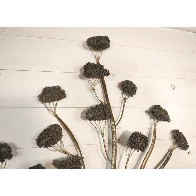 1960s Vintage Brutalist Large Brass Set of 3 Tree Wall Hanging Sculpture Jacqui of California Gold Mid Century Modern Retro 50's 60's For Sale - Image 5 of 14