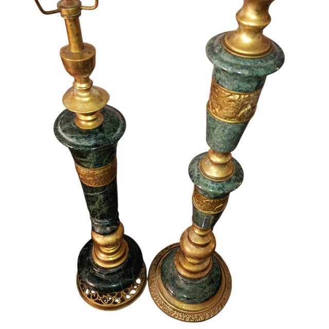 Metal Exquisite Mid-Century Modern James Mont Style Marble & Bronze Set For Sale - Image 7 of 9