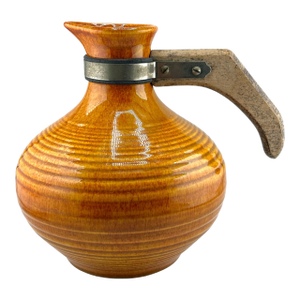 1960s Mid Century Bauer Orange Ringware Pottery Carafe Pitcher