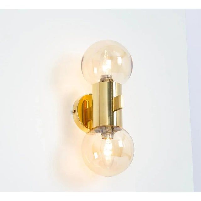 Metal Brass and Smoked Glass Sconces in the style of Sciolari, Germany, 1970s, Set of 2 For Sale - Image 7 of 9