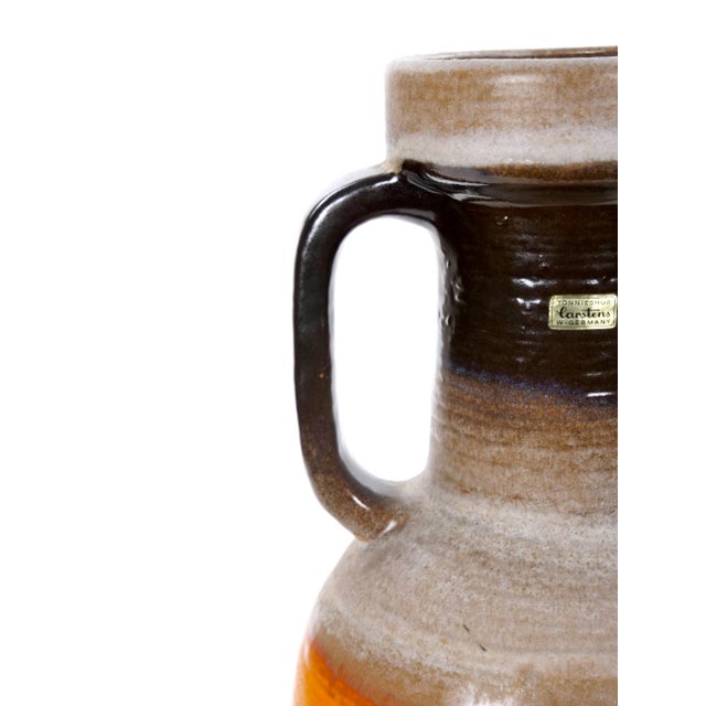 Orange Large Mid-Century West German Porcelain Vase, Orange, Beige & Brown, 18" Tall For Sale - Image 8 of 11
