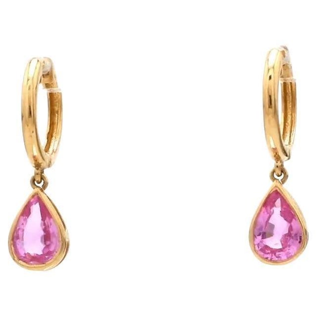 Early 21st Century 1.31 cts Natural pink sapphire earrings in 14k gold For Sale - Image 5 of 18