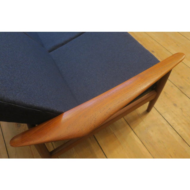 Arne Vodder for France and Sohn 3-seater teak sofa, 1960s. France and Sohn label. The cushions recently re-covered with...