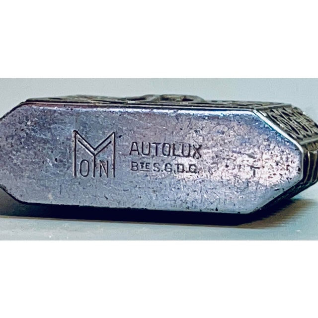 Metal Antique Myon Silver Jacket Lighter Camel Motif For Sale - Image 7 of 7