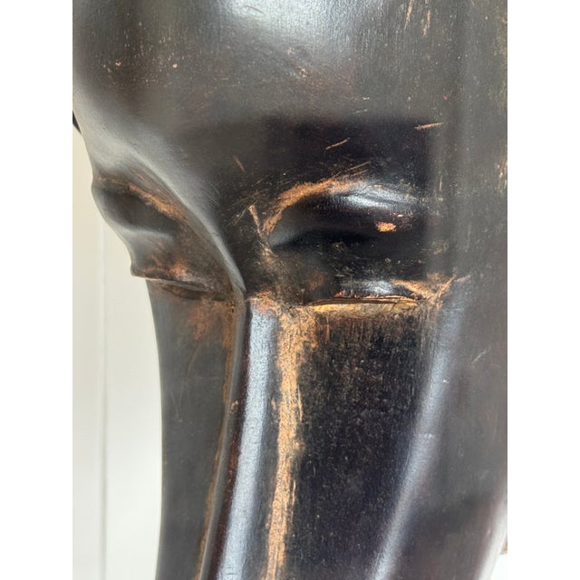Mid 20th Century 20th Century Baule Portrait Mask in Lucite Museum Display For Sale - Image 5 of 11