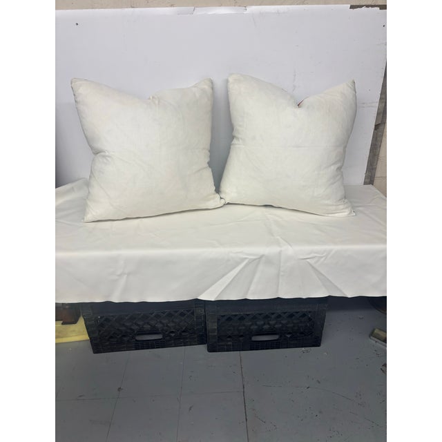 Modern Floral Linen Pillows- a Pair For Sale - Image 3 of 6