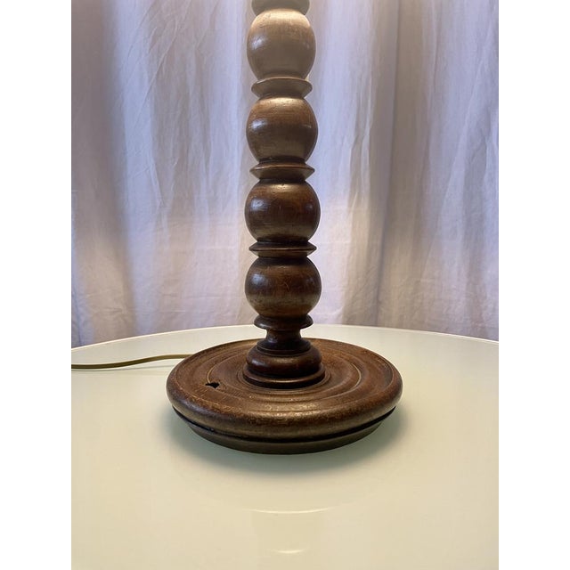 Brown Turned Wooden Lamp, France, 1950 For Sale - Image 8 of 14