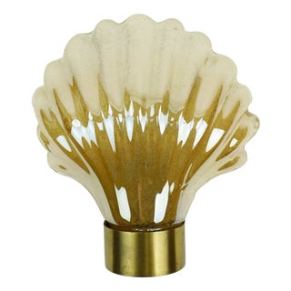 Mid-Century Modern Hollywood Regency Style Wall Sconce with Shell-Shaped Lustrous Glass Shade, 1960s For Sale