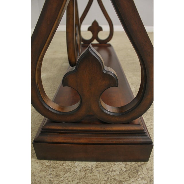 Councill Burl Walnut Petticoat Console Table W. Drawer For Sale - Image 10 of 13