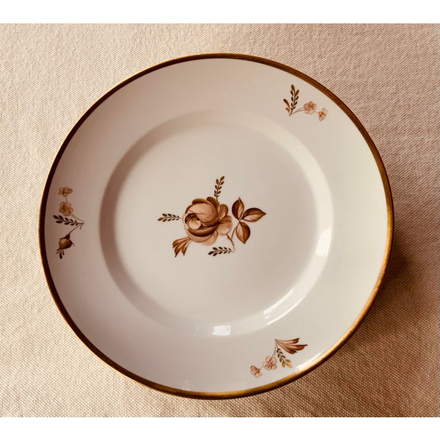 Mid-Century Modern Royal Copenhagen Brown Rose Hand-Painted Porcelain 10|" Dinner Plates Set of 6 For Sale - Image 3 of 12
