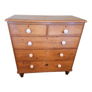 Antique Pine Two Drawers Over Three Drawers - Chest of Drawers - From England - Circa 1890 For Sale