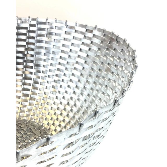 Huge Aluminum Woven Basket Fruit Bowl For Sale - Image 9 of 10