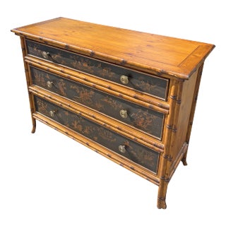 Chinoiserie Bamboo Style Dresser or Decorative Cabinet Asian Style For Sale