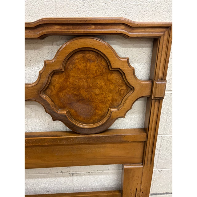 Wood Vintage Full Size Mid Century Modern MCM Burled Paneled Headboard For Sale - Image 7 of 12